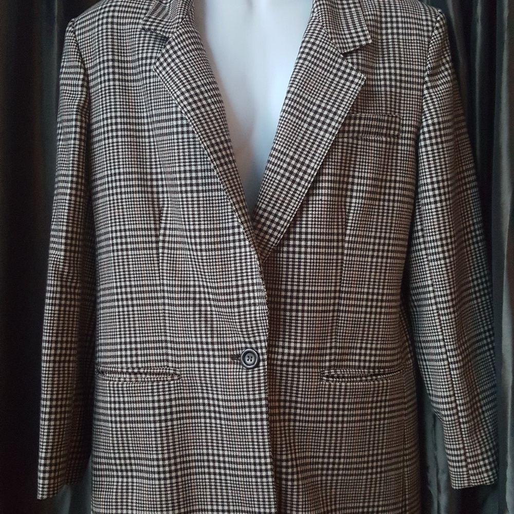 Giorgio Sant Angelo wool  plaid brown multi blazer